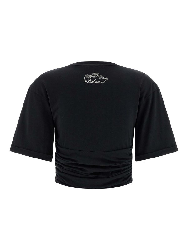 Balmain: t-shirts online - Knotted Crop T-Shirt