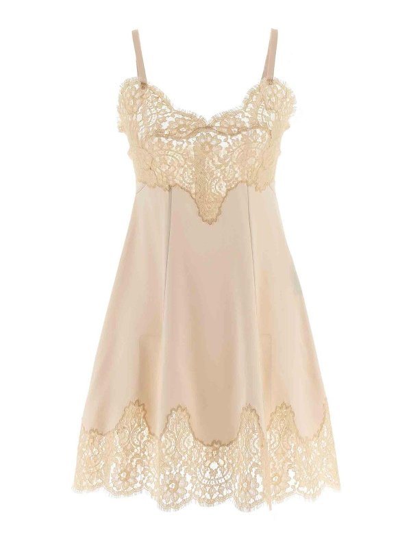 DOLCE & GABBANA: ニーレングスドレス - 膝丈ドレス - ヌードカラー