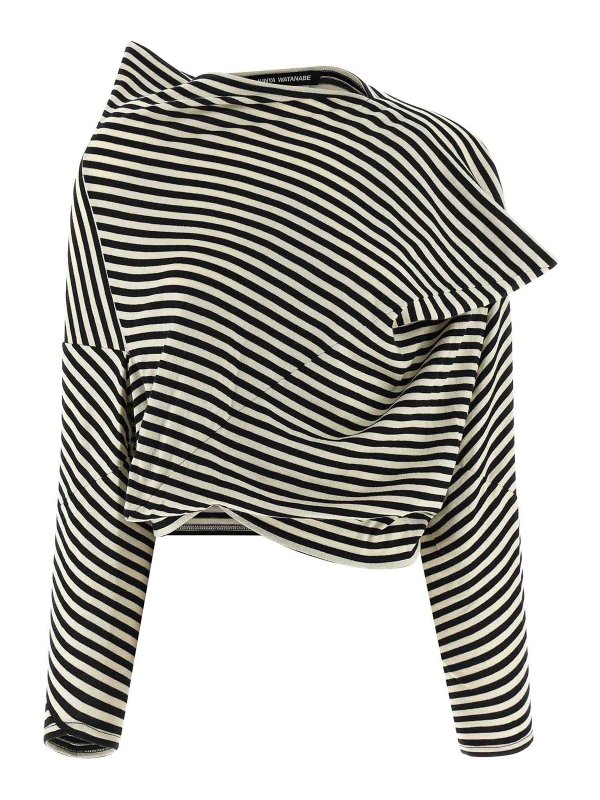 JUNYA WATANABE: crew necks - Striped Crop Sweater