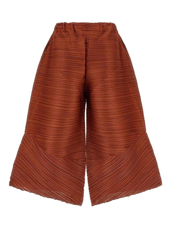 PLEATS PLEASE ISSEY MIYAKE: カジュアルトラウザー - カジュアルパンツ - ブラウン
