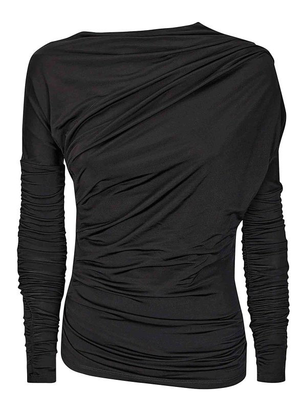 GANNI: Tops y camisetas sin mangas - Top - Negro