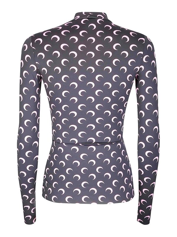 MARINE SERRE: Tops & Tank tops online - Moon Printed Jersey Ls Highneck Top