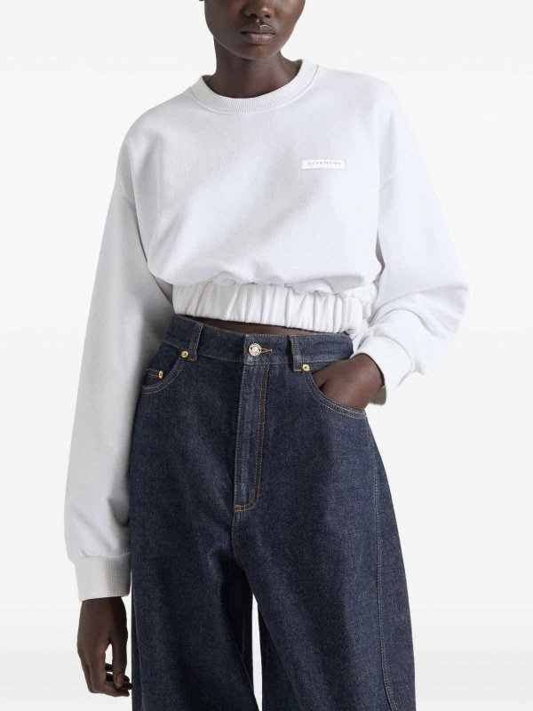 GIVENCHY: Sweatshirts & Sweaters online - Cropped Sweatshirt With Elasticated Waistband