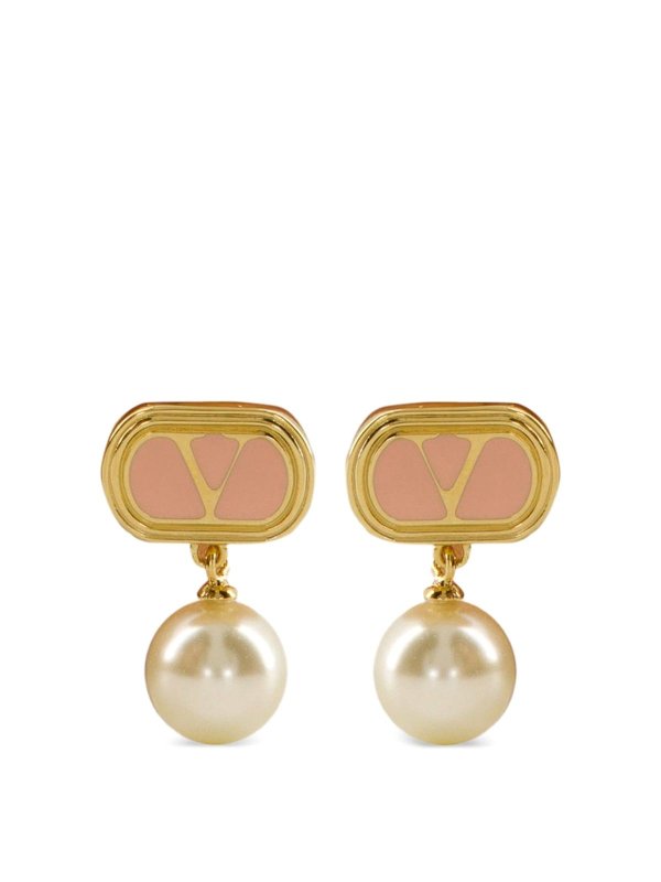 VALENTINO GARAVANI: Earrings - Logo And Pearl Earrings