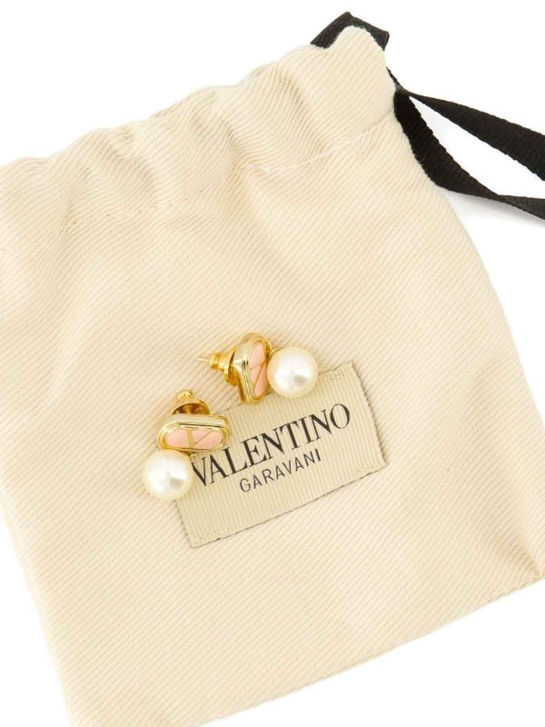 VALENTINO GARAVANI: Earrings online - Logo And Pearl Earrings