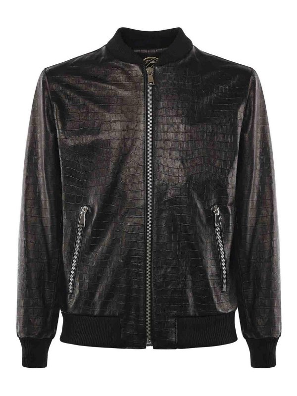 GIULIANO GALIANO: bombers - Good Fellas Leather Bomber Jacket