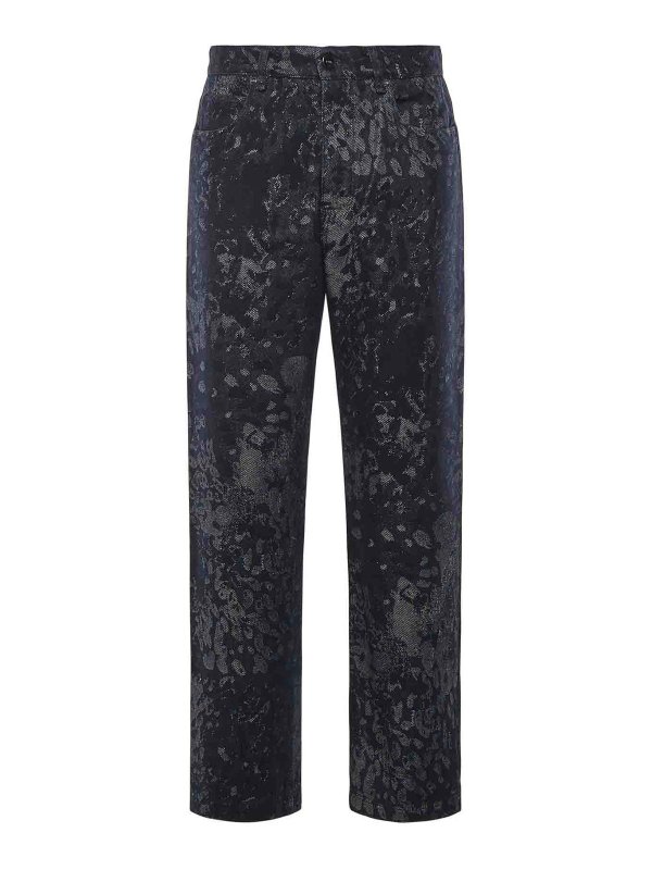 FENDI: straight leg jeans - Jacquard Denim Jeans