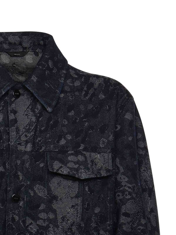 FENDI: denim jacket online - Jacquard Denim Jacket