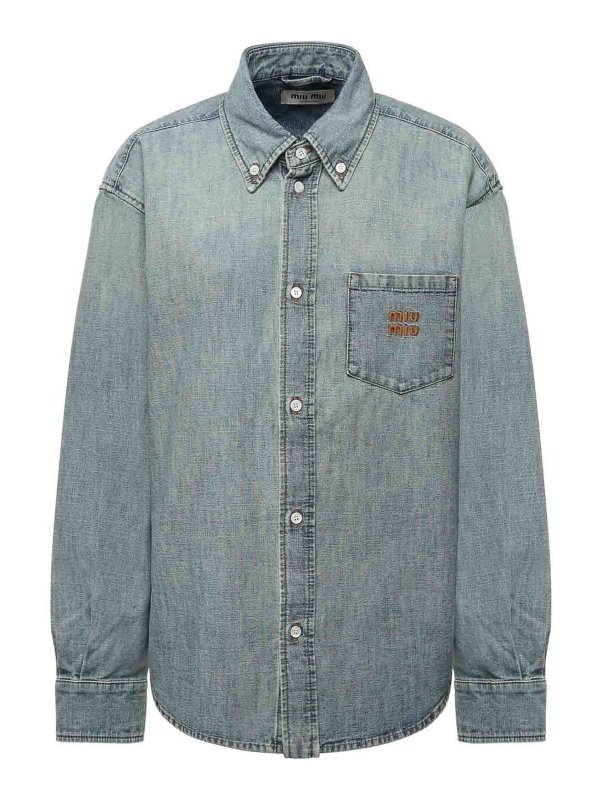 MIU MIU: shirts - Chambray Shirt With Logo