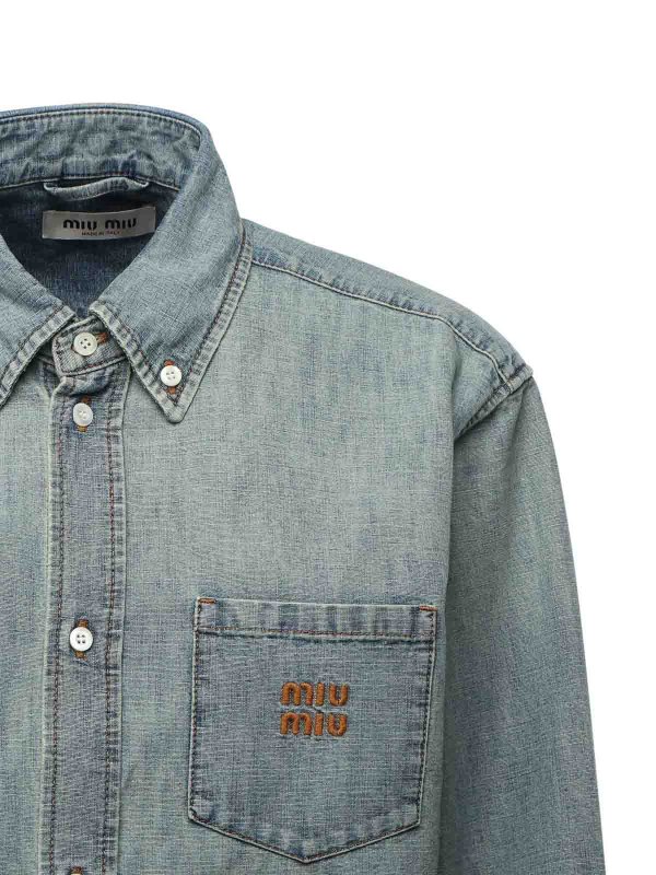 MIU MIU: shirts online - Chambray Shirt With Logo