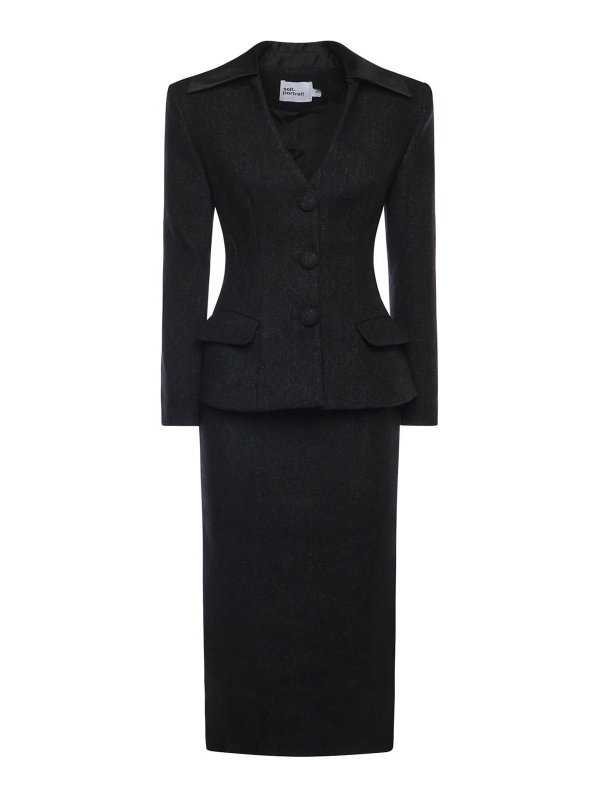 Self Portrait: ニーレングスドレス - 膝丈ドレス - 黒