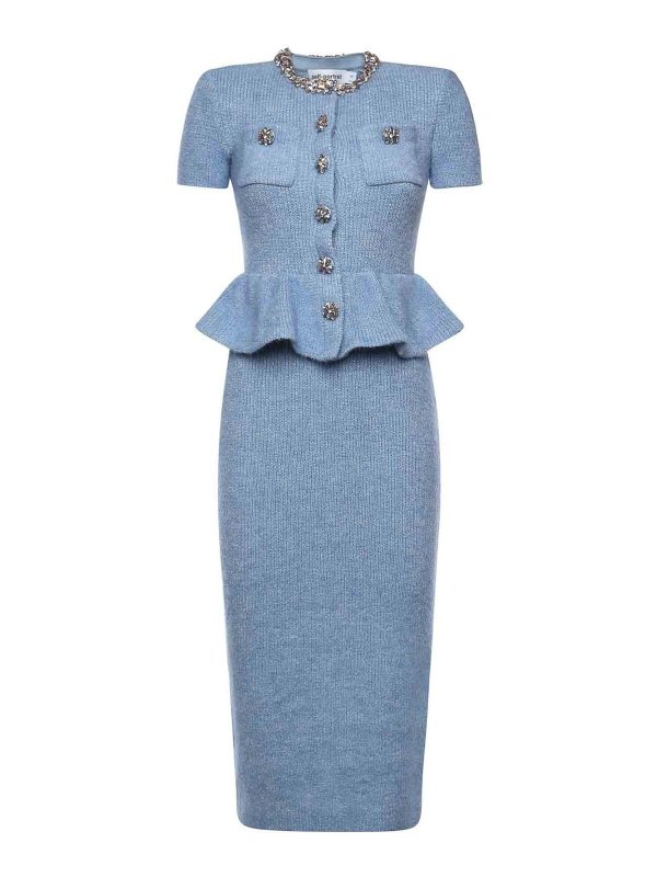 Self Portrait: Knielange Kleider - Knielanges Kleid - Blau
