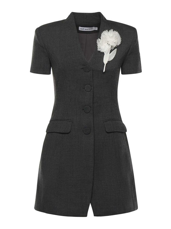 Self Portrait: ショートドレス - ショートドレス - グレー