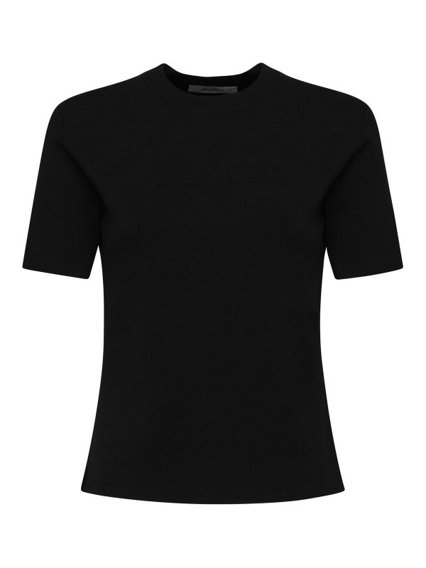 Max Mara: Strickpullover mit Rundhalsausschnitt - Rundhalspullover - Schwarz