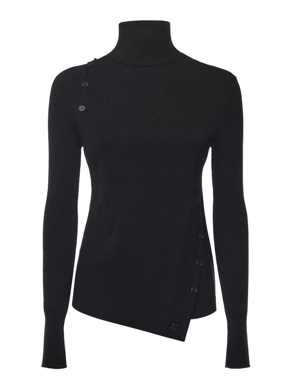 Courreges: crew necks - Sweater With Slanted Buttons