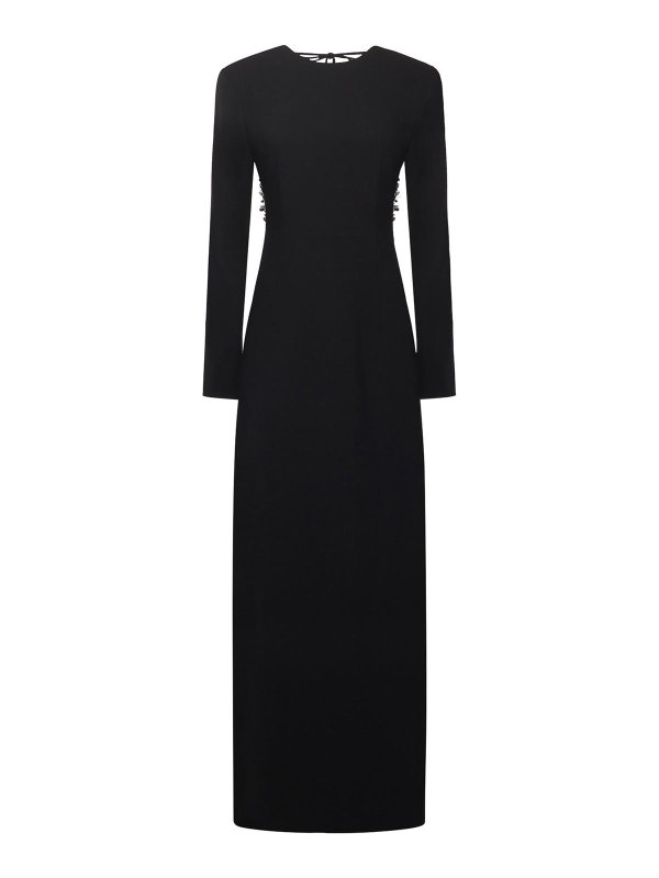 ROTATE Birger Christensen: knee length dresses - Long Crepe Dress With Sequins