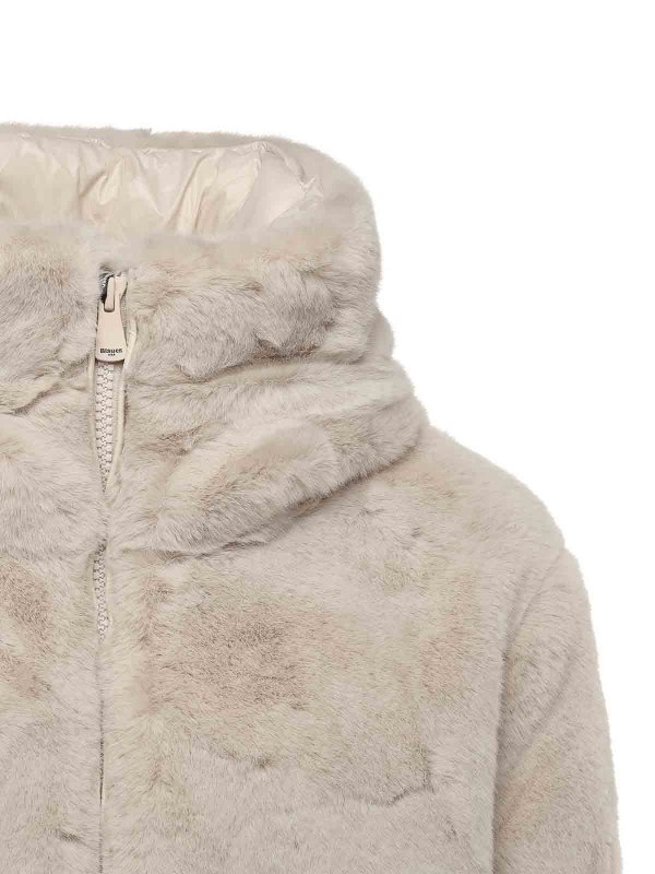 BLAUER: padded jackets online - Nylon Down Jacket With Fur