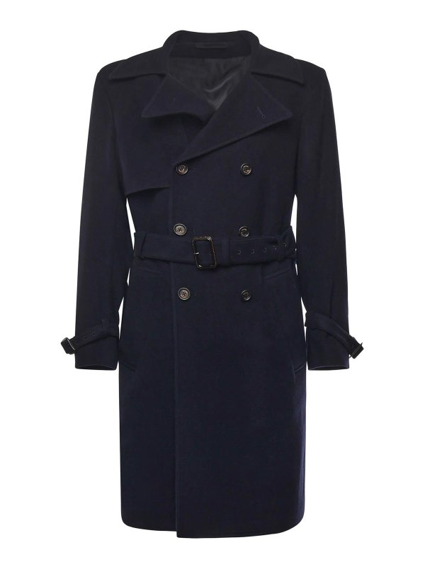 ELEVENTY: knee length coats - Double-Breasted Wool Coat