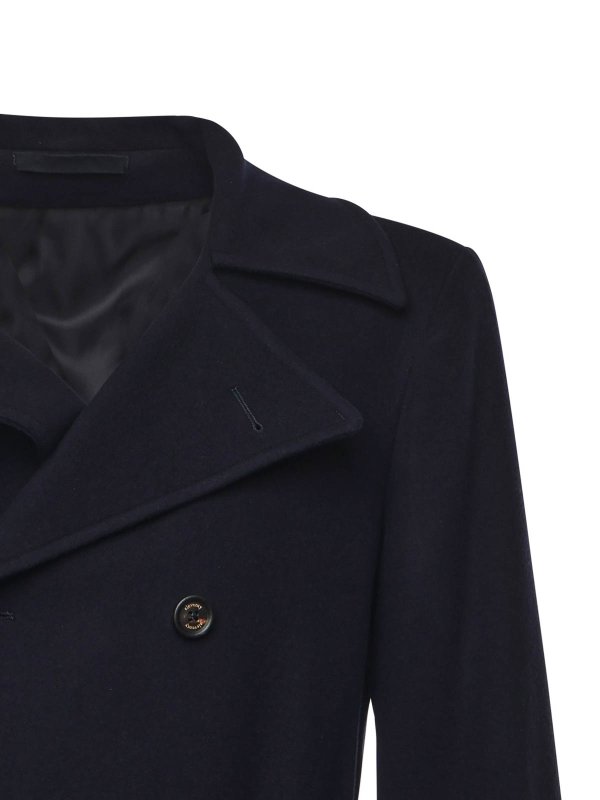 ELEVENTY: knee length coats online - Double-Breasted Wool Coat