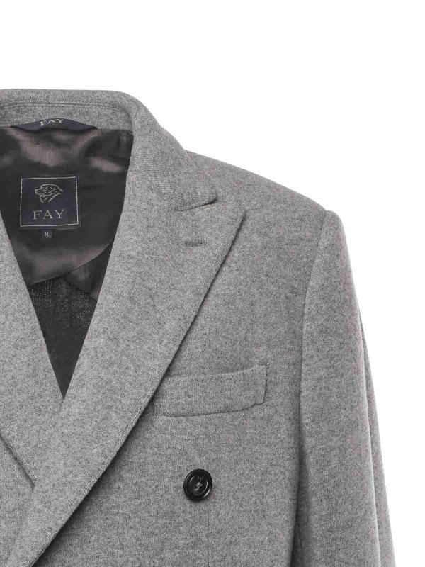 FAY: cappotti al ginocchio online - Cappotto Doppiopetto In Jersey Di Lana
