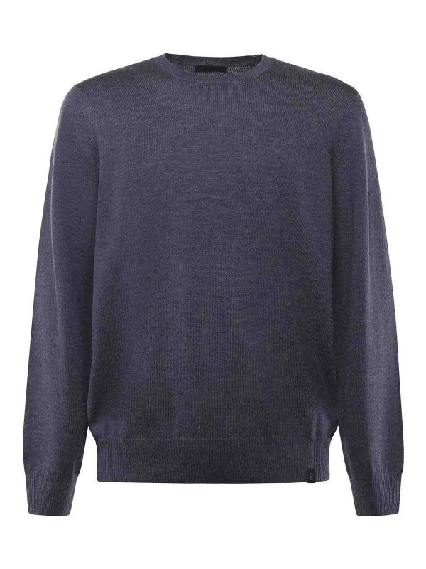 FAY: Strickpullover mit Rundhalsausschnitt - Rundhalspullover - Blau