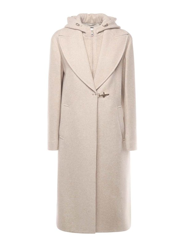 FAY: knee length coats - Double-Front Wool Jersey Coat