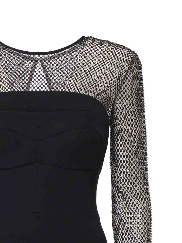 GENNY: abiti lunghi online - Vestito  Lungo Con Maniche In Rete E Strass