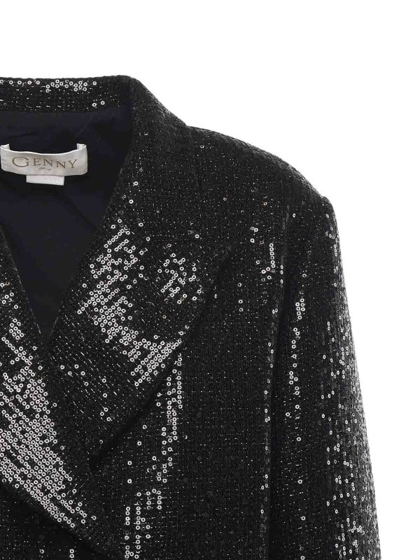GENNY: blazers online - Cropped Jacket With Sequins