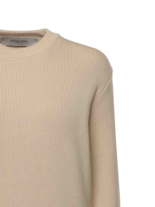 GOLDEN GOOSE: Strickpullover mit Rundhalsausschnitt online - Rundhalspullover - Beige