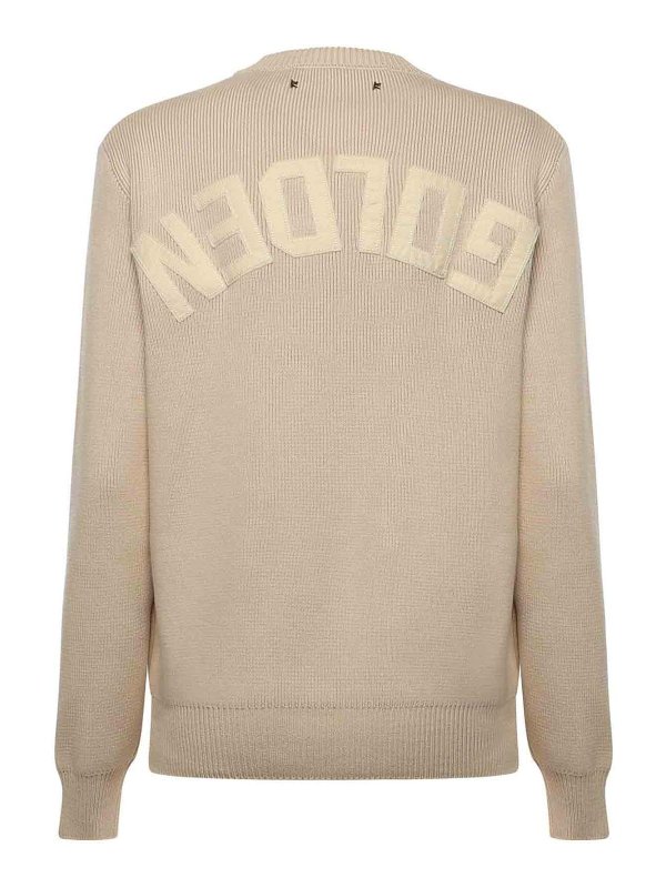 The Best Shops GOLDEN GOOSE: Strickpullover mit Rundhalsausschnitt - Rundhalspullover - Beige
