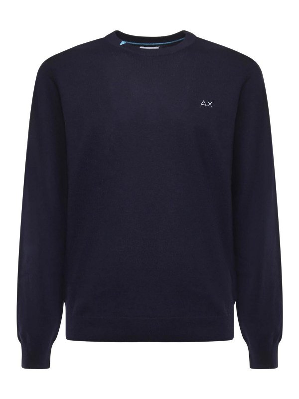 SUN 68: Strickpullover mit Rundhalsausschnitt - Rundhalspullover - Blau