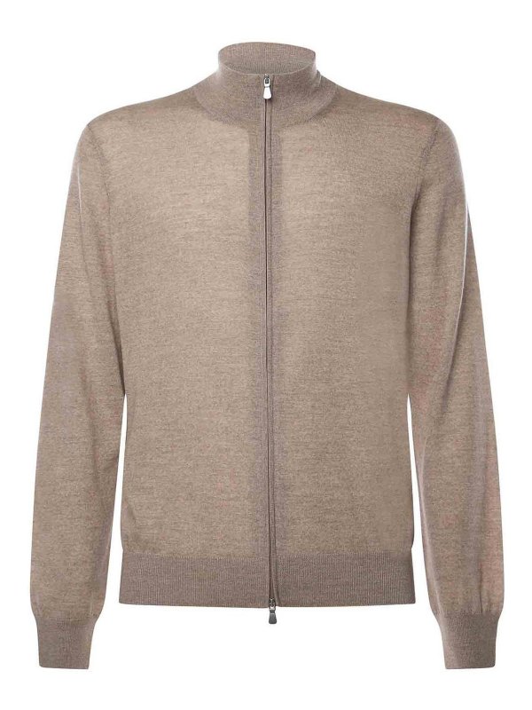 GIULIANO GALIANO: crew necks - Wool Zip-Up Jacket