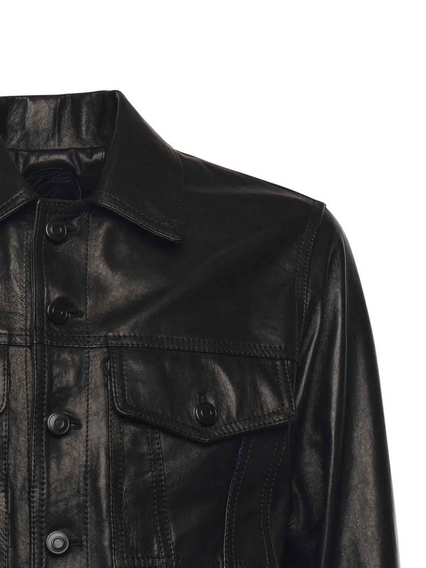 GIULIANO GALIANO: Vestes en cuir online - Blouson En Cuir - Noir