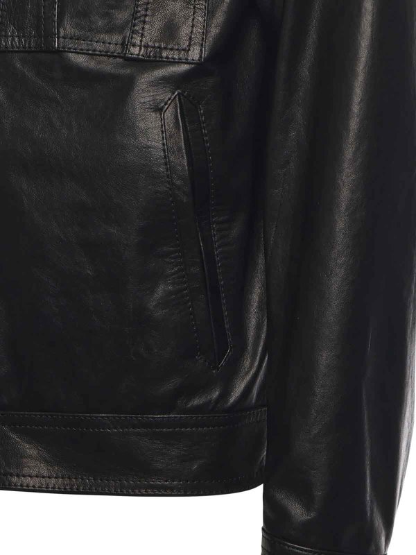 The Best Shops GIULIANO GALIANO: Vestes en cuir - Blouson En Cuir - Noir