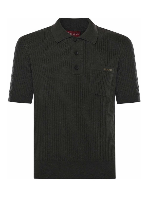 GUCCI: polo shirts - Ribbed Wool And Cashmere Polo Shirt