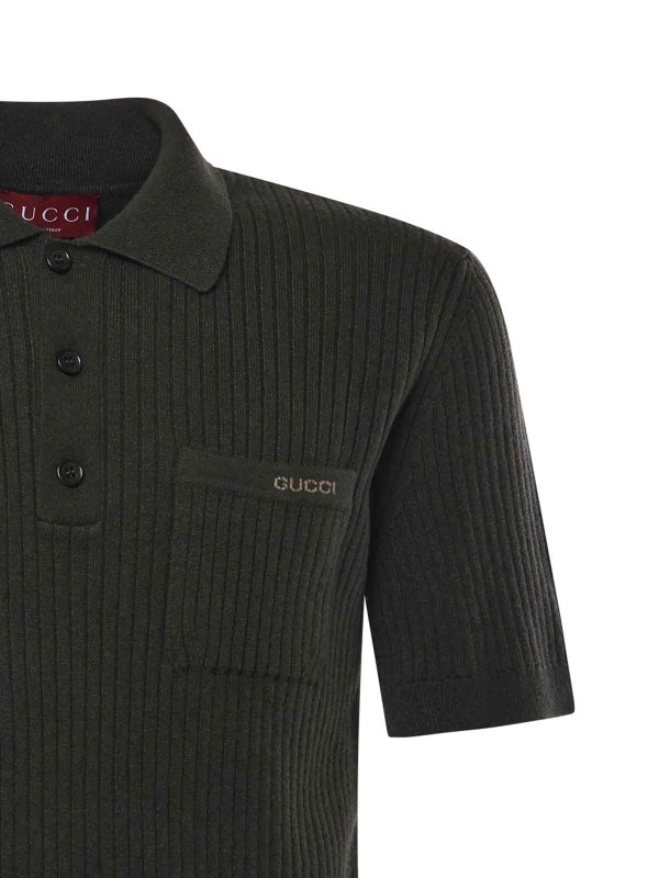 GUCCI: polo shirts online - Ribbed Wool And Cashmere Polo Shirt
