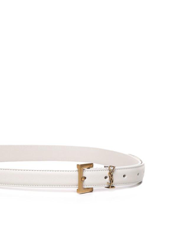 SAINT LAURENT: belts - Cassandre Slim Leather Belt