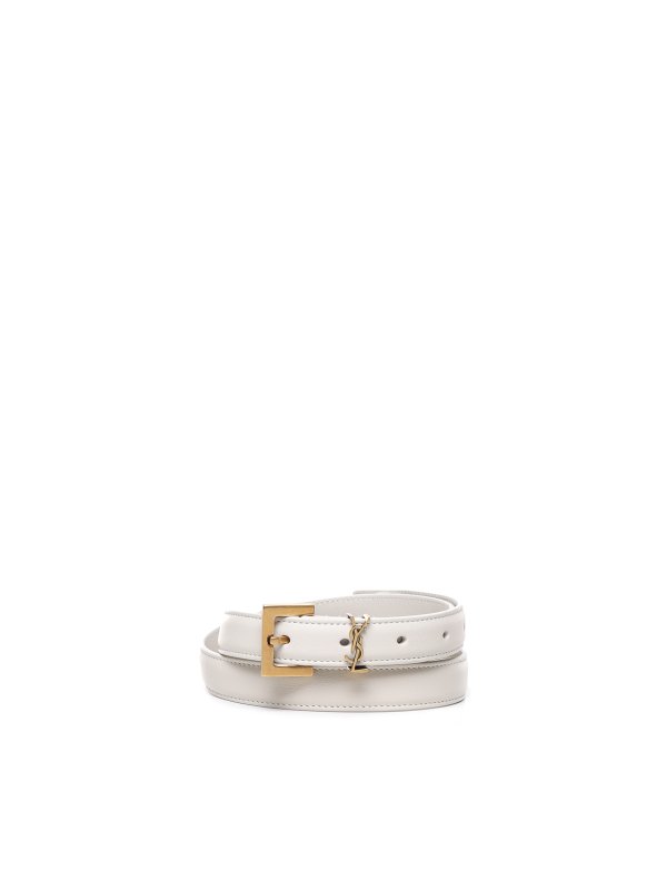 SAINT LAURENT: belts online - Cassandre Slim Leather Belt