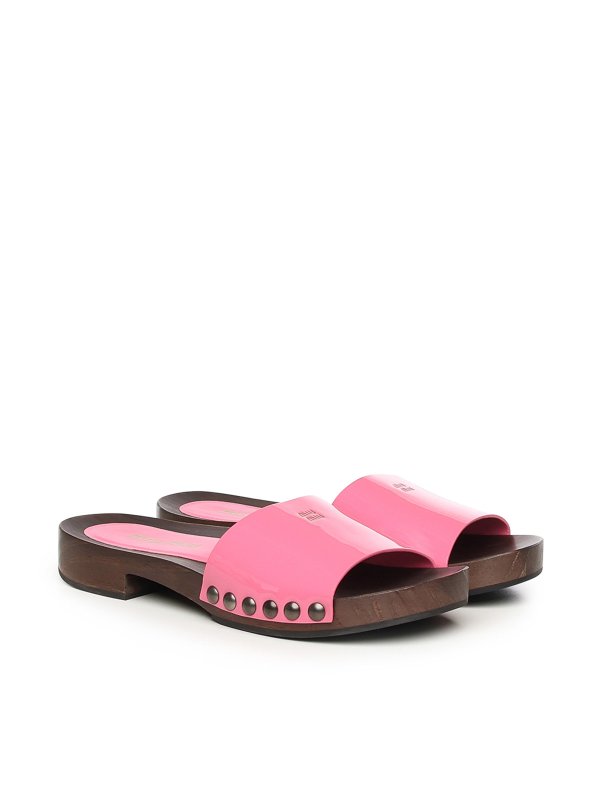 MIU MIU: mules shoes online - Patent Leather Clogs With Logo