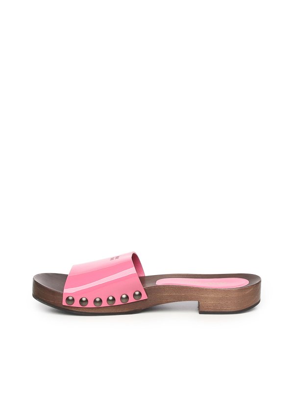Patent Leather Clogs With Logo shop online: MIU MIU
