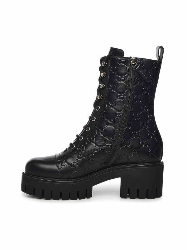 Gg Leather Lace-Up Ankle Boot shop online: GUCCI
