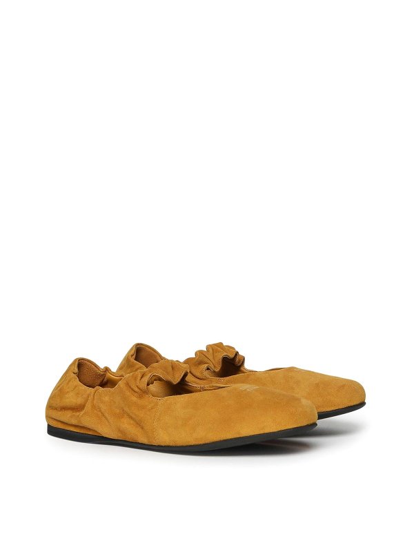 MIU MIU: flat shoes online - Suede Ruffle Ballerinas