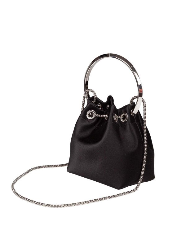 The Best Shops JIMMY CHOO: totes bags - Bon Bon Fuq Handbag In Black Satin