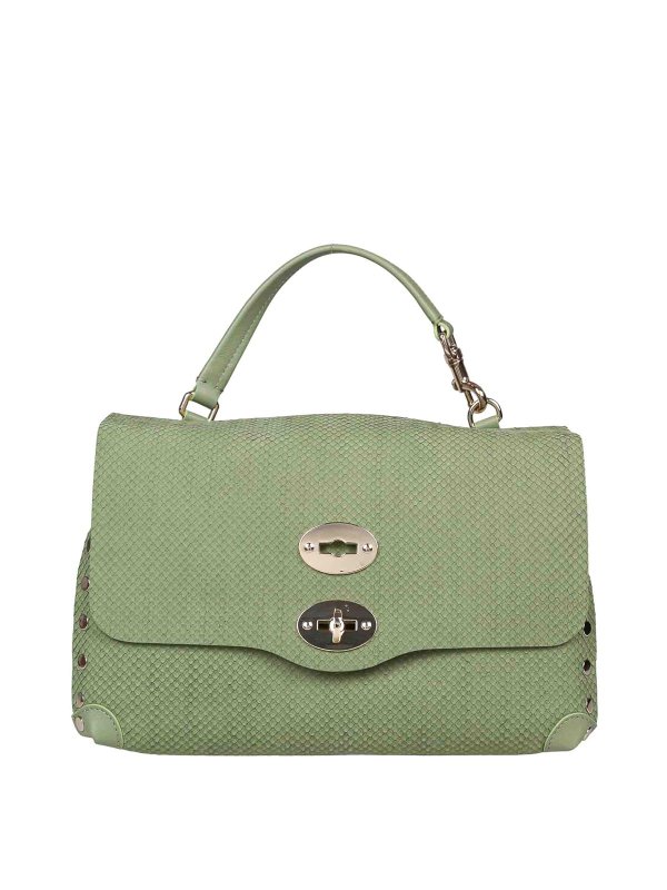ZANELLATO: totes bags - Postina Amoretto S Handbag in Green Leather