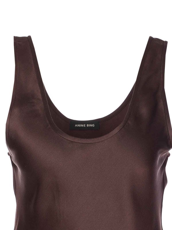Deep Brown Lea Top shop online: ANINE BING