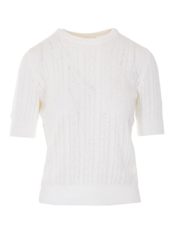 LISA YANG: Strickpullover mit Rundhalsausschnitt - Rundhalspullover - Weiß