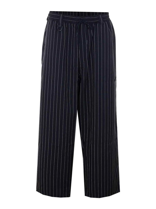 Y-3: casual trousers - Black Striped Pants