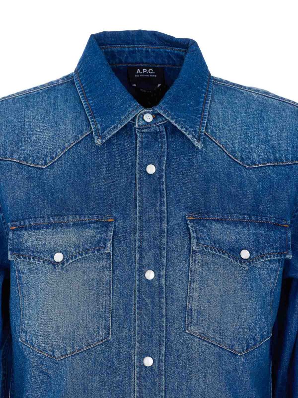 Camisa - Azul shop online: A.P.C.