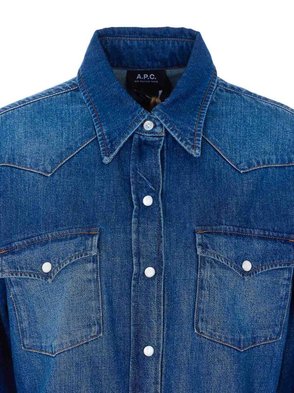 Camisa - Azul shop online: A.P.C.