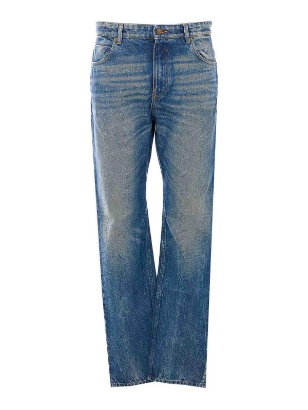 Balmain: Jeans Rectos - Vaqueros Rectos - Azul